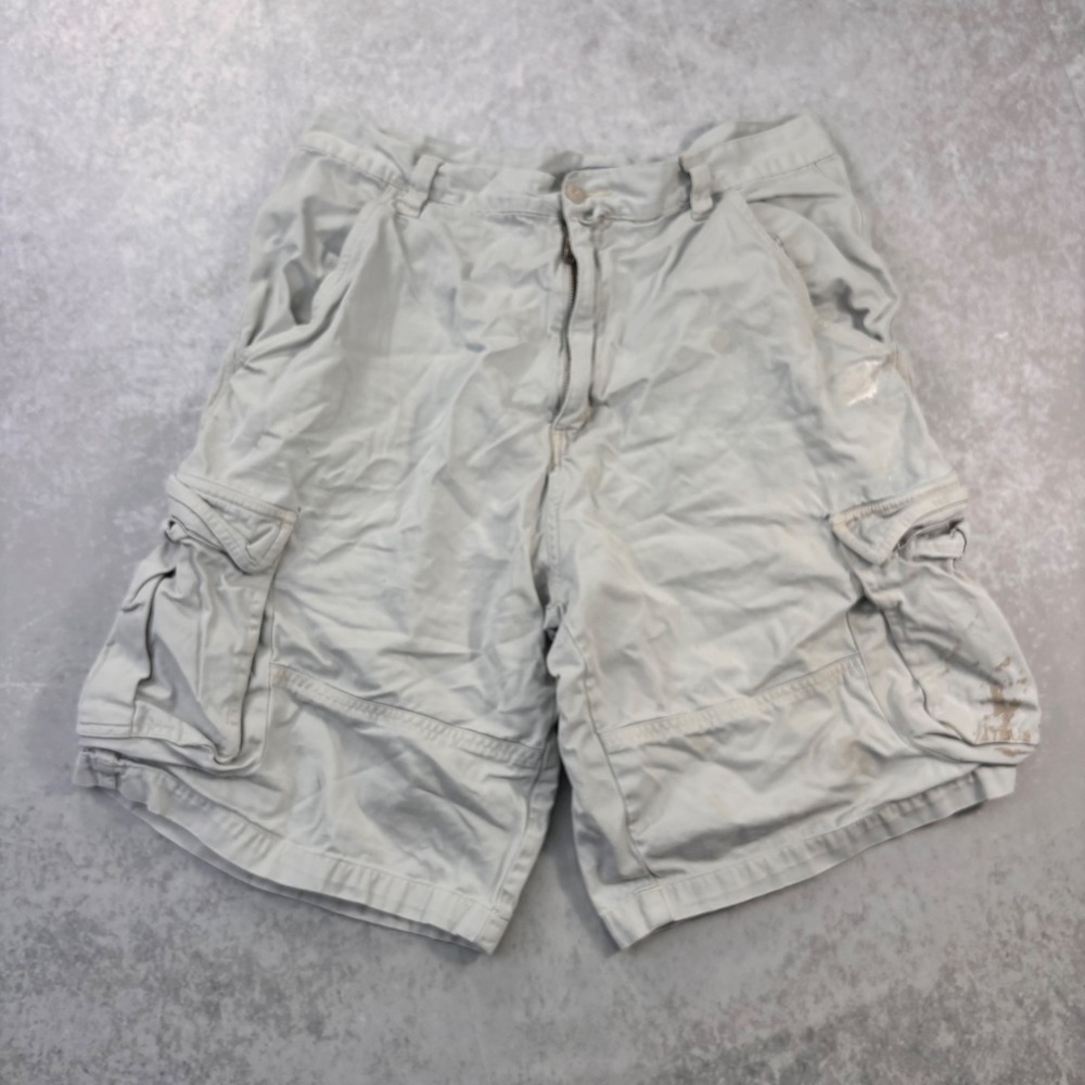 Vintage Sideout Cargo Shorts Size 34 Light Gray Y2K Utility Skate Baggy